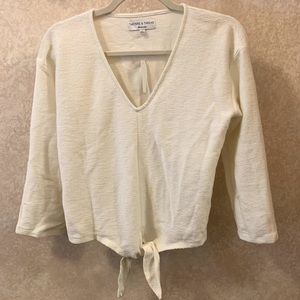 Madewell Off-white 3/4 Length Sleeve Crop Top